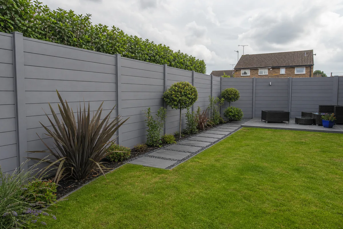 Composite fencing panels on a modern Lincoln garden