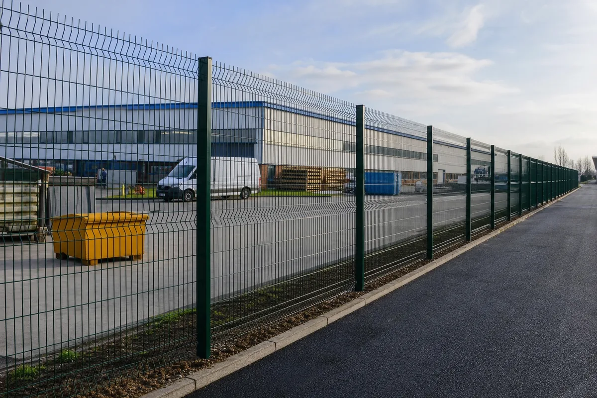 Commercial perimeter fencing at a Lincolnshire business yard